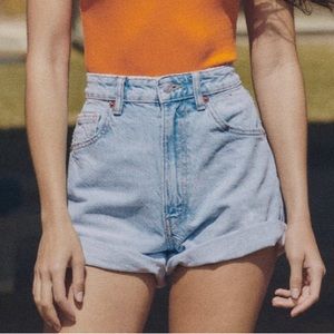 Zara High Waisted Mom Jean Shorts